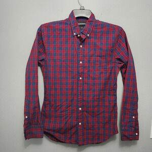 Bonobos men's button-down shirt plaid red and blue size S slim fit long …